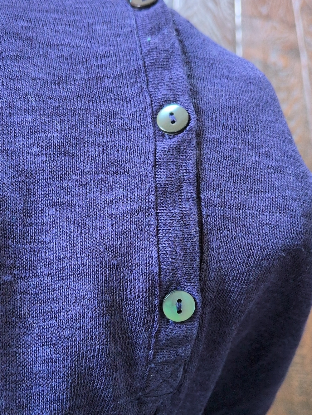J. JILL I Lightweight Short Sleeve Linen Henley Top in Deep Purple Blue, M - Picture 6 of 10
